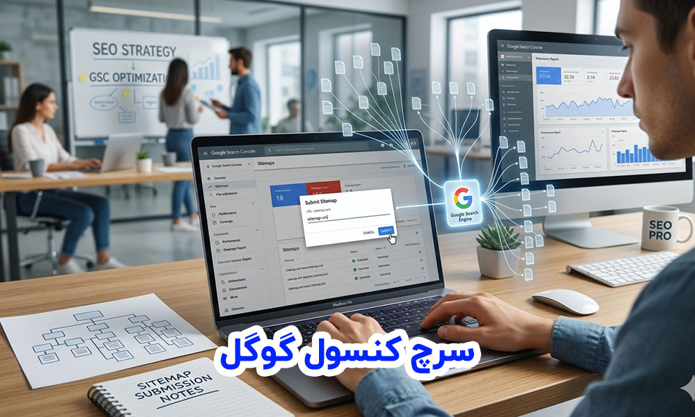 کاربر در حال کار با سرچ کنسول گوگل